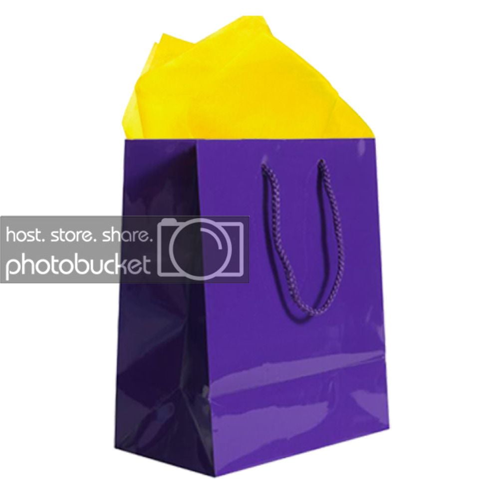 JAM Gift Bag Assortment, 2 Purple Bags & Yellow Tissue Paper, 3/Pack