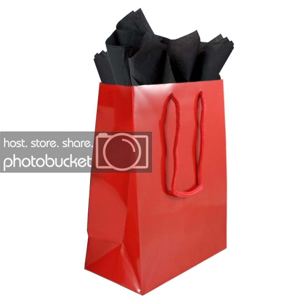 JAM Gift Bag Assortment, 2 Red Bags & Black Tissue Paper, 3/Pack