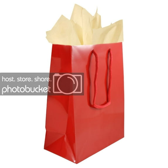 JAM Gift Bag Assortment, 2 Red Bags & Ivory Tissue Paper, 3/Pack