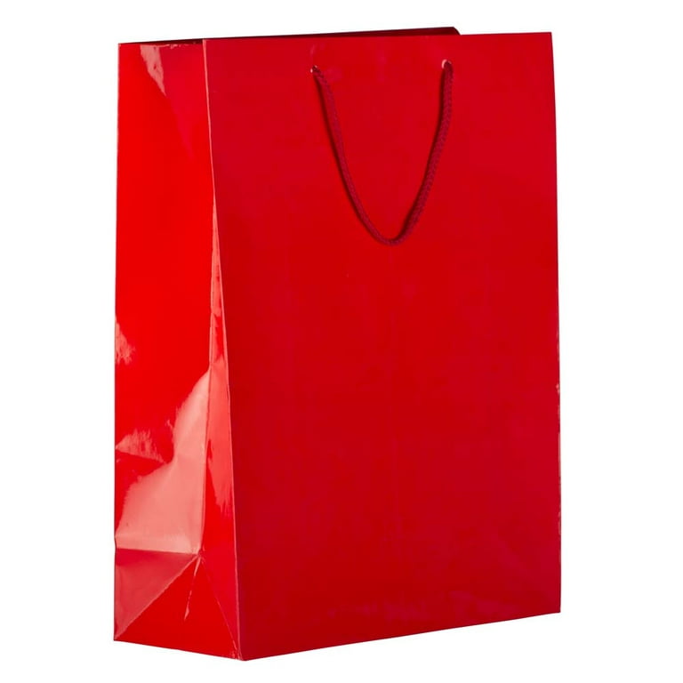 Jam Paper Glossy Gift Bag, 6.5 x 6.5 x 3.5, Gold, 1/Pack, Small Square