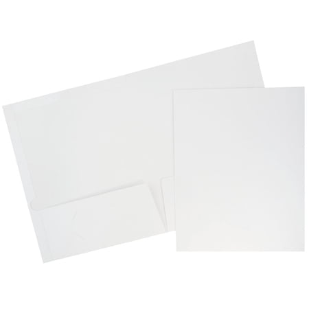 JAM Glossy Two Pocket Folders, White, 6/Pack