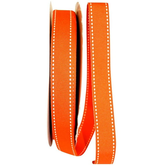 JAM Grosgrain Ribbon, 7/8 In x 50 Yards, 2/Pack, Orange, Saddle Stitch