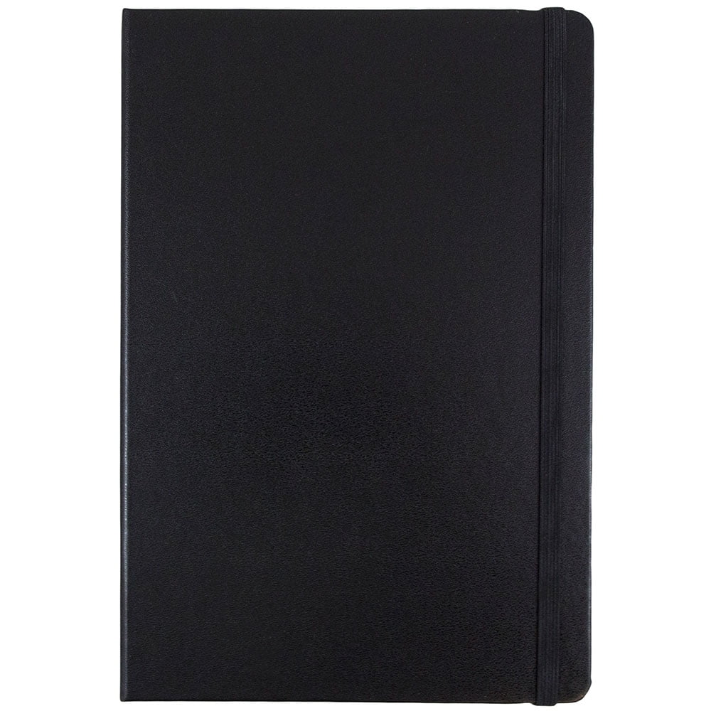 Jam Paper Hardcover Notebook with Elastic Band - Large Journal - 5 7/8 x 8 1/2 - Black - 100 Lined Sheets - Sold Individually
