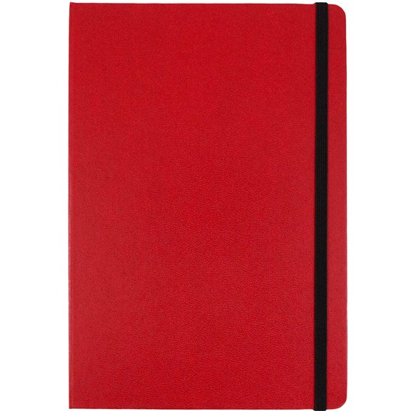 JAM Hardcover Notebook with Elastic Band, 1/Pack, Red, Large, 5 7/8 x 8 1/2, 100 Lined Sheets