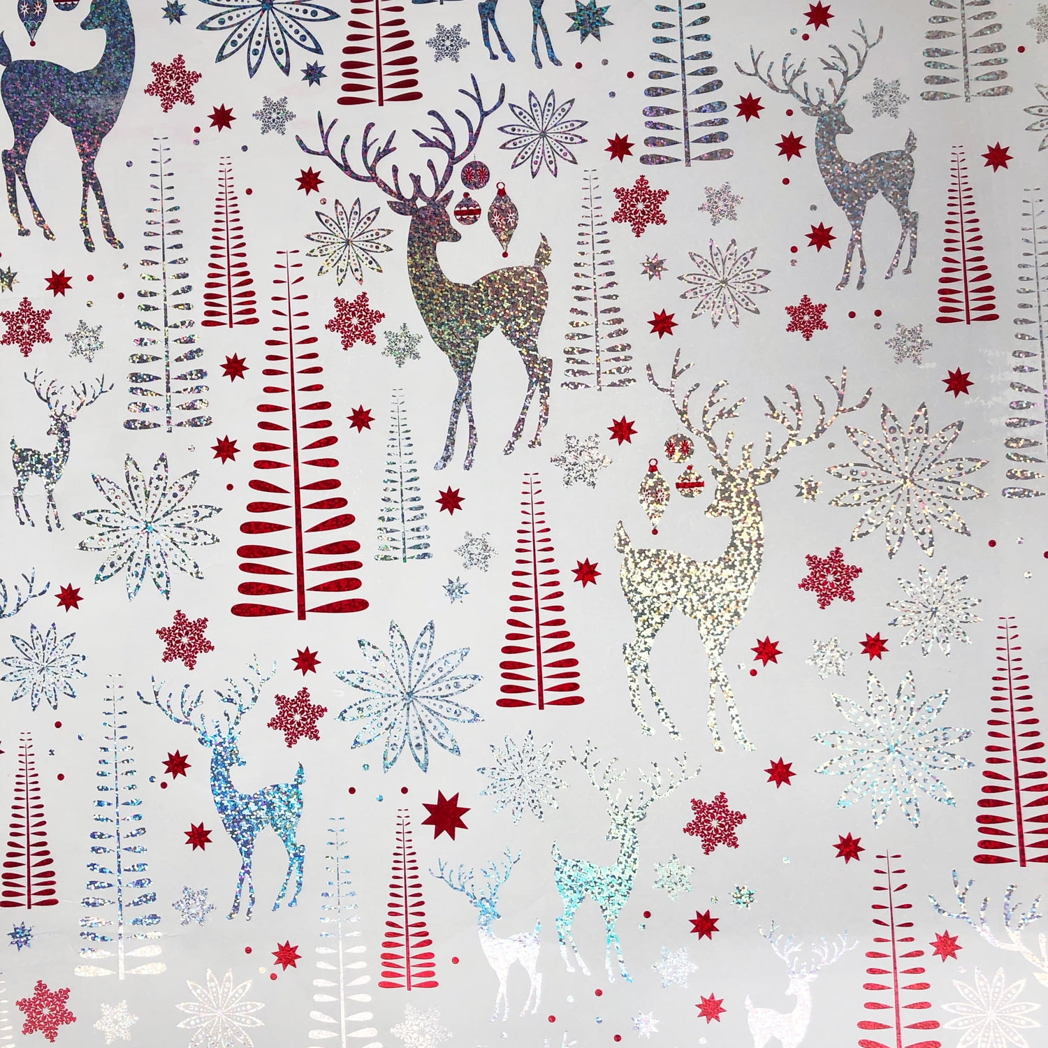 JAM Industrial Bulk Wrapping Paper, 1/Pack, Sparkling Reindeer Gift