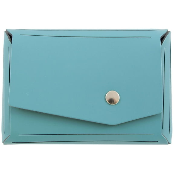 JAM Italian Leather Snap Business Card Cases with Angular Flap, Teal, 100pk