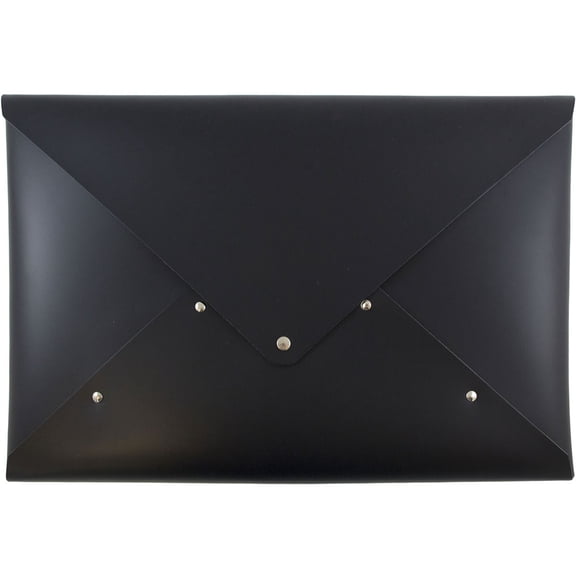 JAM Italian Leather Snap Portfolio, 1/Pack, 10.25x14.75x.75, Black