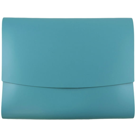 JAM Italian Leather Snap Portfolio, 1/Pack, 10.5x13x.75, Teal