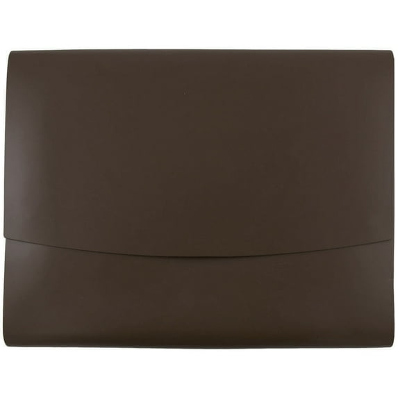 JAM Italian Leather Snap Portfolios, 10.5x13x.75, 12/Pack, Dark Brown