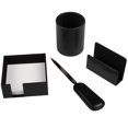 JAM Leather Office Supply Set, 4 Piece, Small, Black, Sold Individually