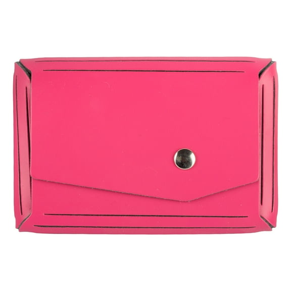 JAM Leather Snap Business Card Case, 1/Pack, Fuchsia Pink, Angular Flap