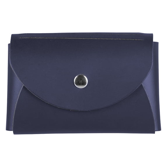 JAM Leather Snap Business Card Case, 1/Pack, Navy Blue, Round Flap