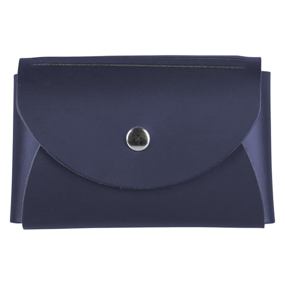JAM Leather Snap Business Card Case, 1/Pack, Navy Blue, Round Flap