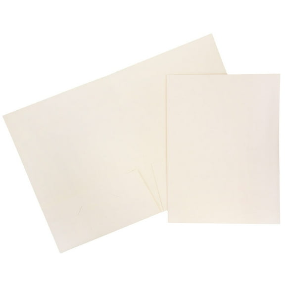 JAM Linen Two Pocket Folders, Ivory, 25/Pack