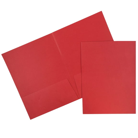 JAM Linen Two Pocket Folders, Red, 25/Pack