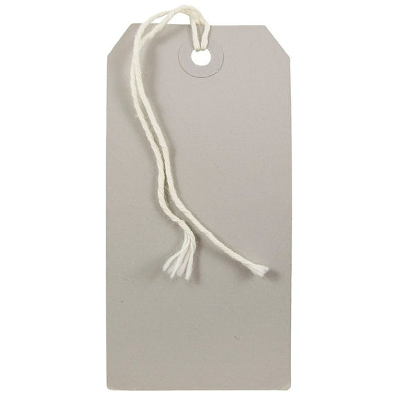 JAM Medium Gray Paper Gift Tags, with String 4.75" x 2.37" x 2" (10 Count)