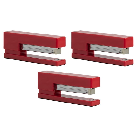 JAM PAPER Modern Desk Stapler - Red - 3/Pack