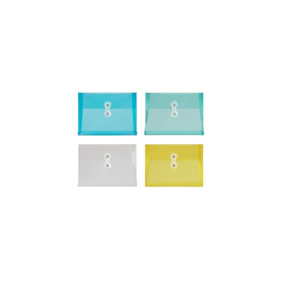 JAM PAPER Plastic Envelopes with Button & String Tie Closure, Index Size, 5 1/2 x 7 1/2, Assorted Co