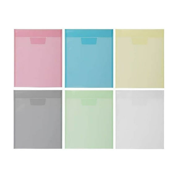 JAM PAPER Plastic Envelopes with Tuck Flap Closure Letter Open End 9 7/8 x 11 3/4 Assorted Colors