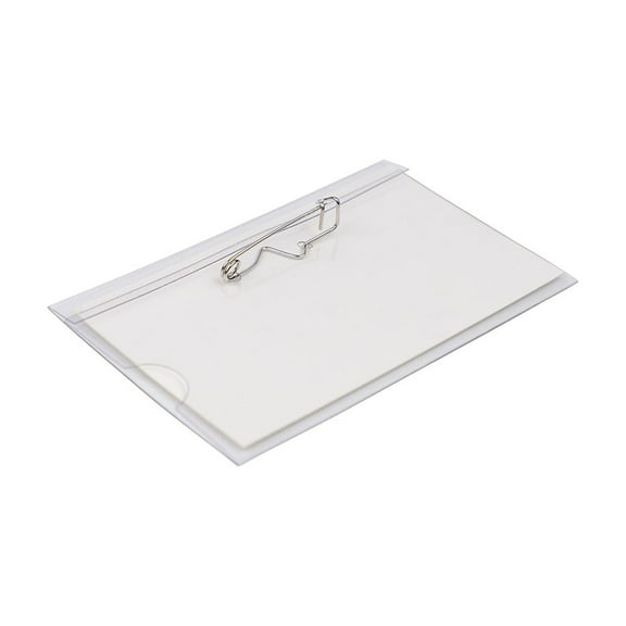 JAM PAPER Plastic Name Tags with Pin 3 5/8" x 2 1/4" Clear 24/Pack (401139015)