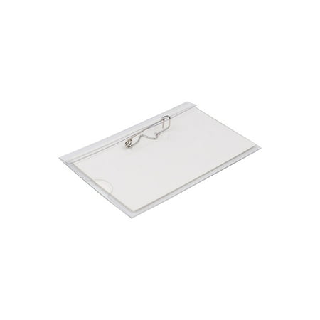 JAM PAPER Plastic Name Tags with Pin 3 5/8" x 2 1/4" Clear 96/Pack (401139015a)