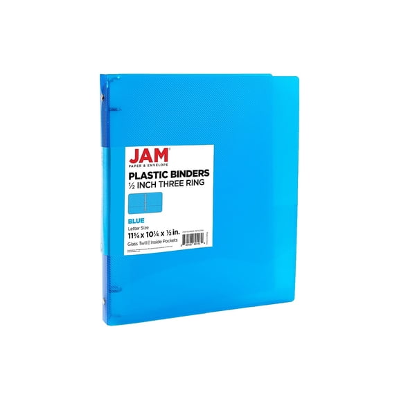 JAM Paper 1/2" 3-Ring Flexible Poly Binder Blue (PB75237BU)