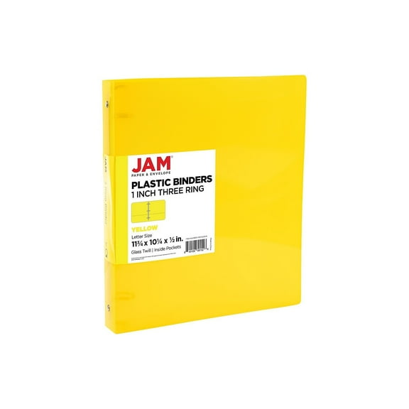 JAM Paper 1" 3-Ring Flexible Poly Binder Yellow (PB75239YE)