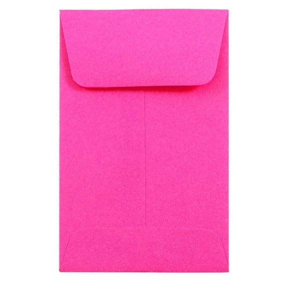 JAM Paper #1 Coin Envelopes, 2 1/4 x 3 1/2, Fuchsia Pink, 1000/Carton