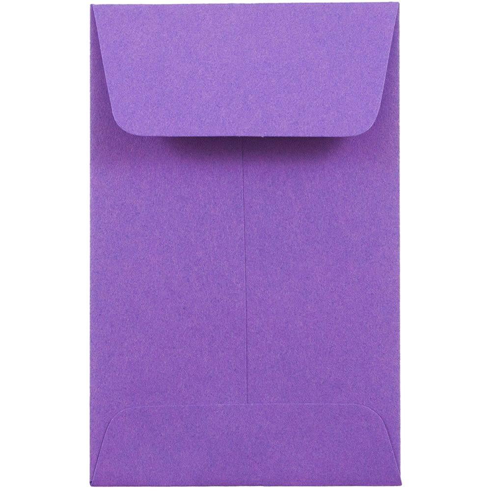 JAM Paper #1 Coin Envelopes, 2.25x3.5, Purple, 100/Pack