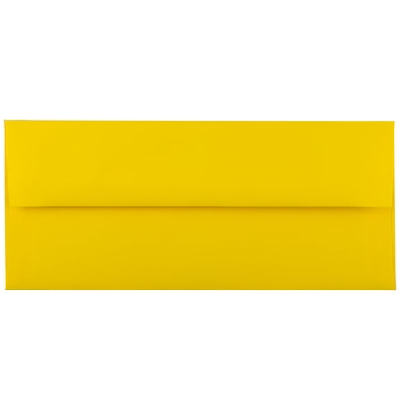 JAM Paper #10 Business Colored Envelopes, 4 1/8 x 9 1/2, Yellow Recycled, Bulk 500/Box
