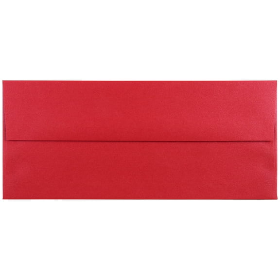 JAM Paper #10 Envelopes, 4 1/8 x 9 1/2, Red Metallic, 25/Pack, Jupiter Red