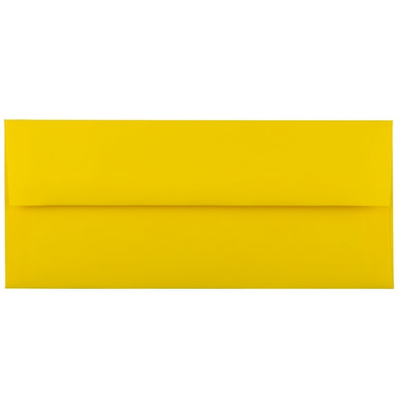 JAM Paper #10 Envelopes, 4 1/8 x 9 1/2, Yellow, 50 per Pack