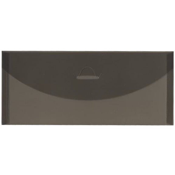 JAM Paper #10 Plastic Envelopes, Tuck Flap, 4.25" x 9.75", Smoke Grey, 12 Per Pack