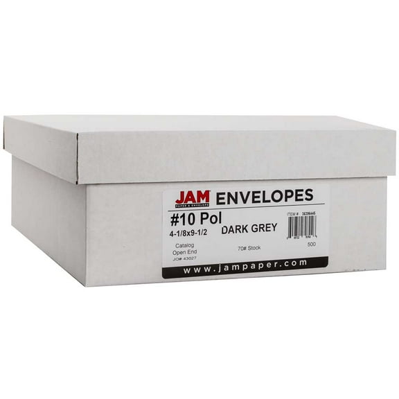 JAM Paper #10 Policy Envelopes, 4.1x9.5, Dark Gray, 500/Box