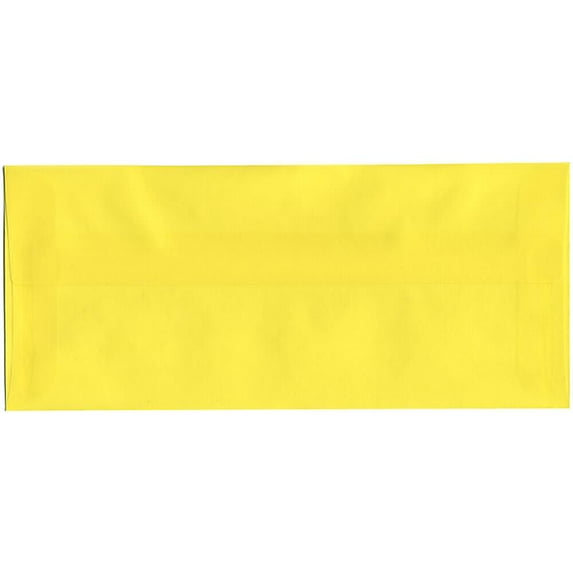 JAM Paper #10 Translucent Envelopes, 4.1x9.5, 50/Pack, Primary Yellow
