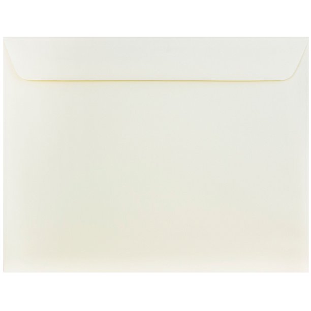 JAM Paper 10 x 13 Booklet Envelope, Strathmore Ivory Wove, 25/pack