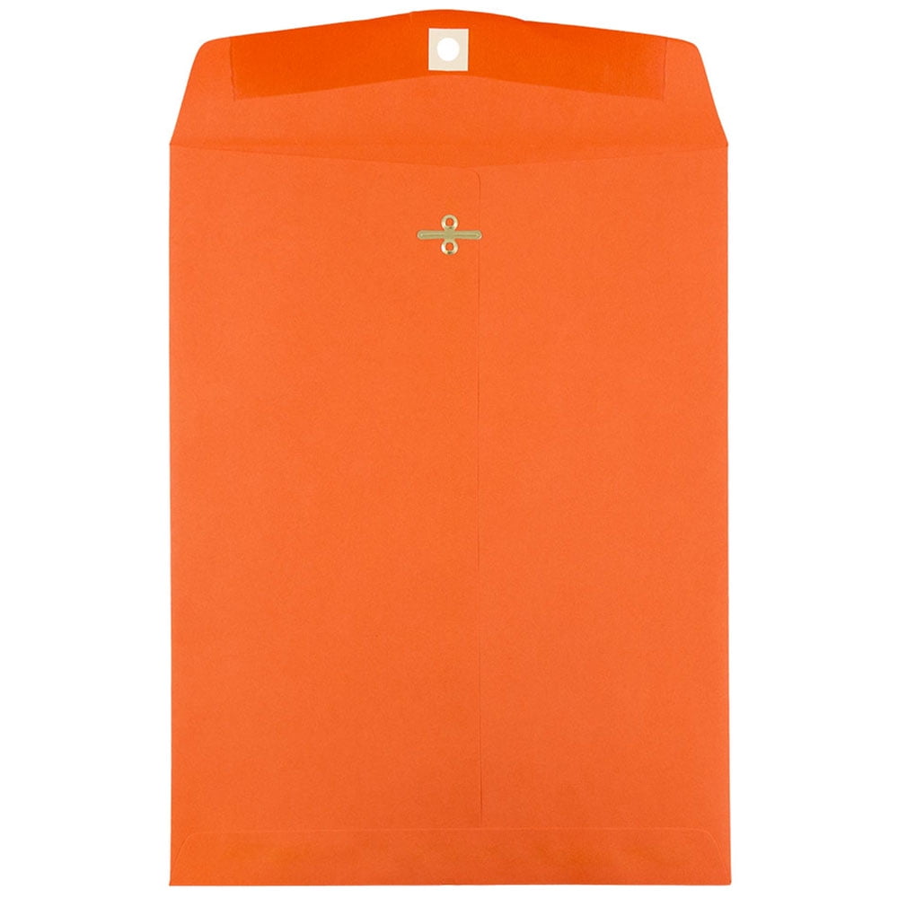 JAM Paper 10 x 13 Clasp Envelopes, Orange, 50/Pack