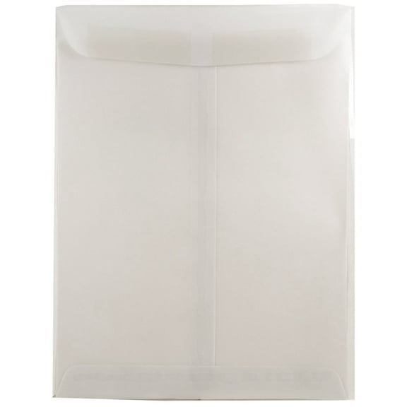 JAM Paper 10 x 13 Open End Translucent Envelopes, 25 per Pack, Clear