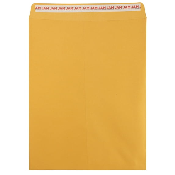 JAM Paper 12" x 15-1/2" Open End Catalog Brown Kraft Envelopes, Peel and Seal, 250 Per Pack