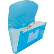 JAM Paper 13 Pocket Expanding File, Blue, 1/Pack, Check Size, 5 x 10 1/2