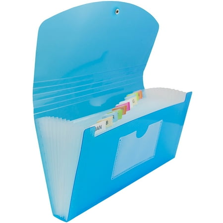 JAM Paper 13 Pocket Expanding File, Blue, 1/Pack, Check Size, 5 x 10 1/2