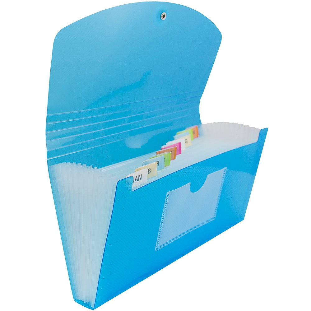 JAM Paper 13 Pocket Expanding File, Blue, 2/Pack, Check Size, 5 x 10 1/2