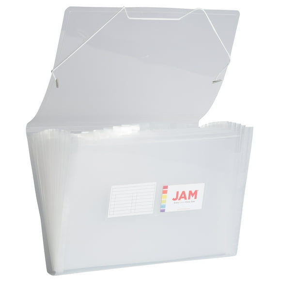 JAM Paper 13 Pocket Expanding File, Clear, 1/Pack, Legal Size, 10 x 15