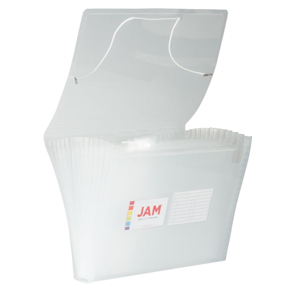 JAM Paper 13 Pocket Expanding File, Clear, 1/Pack, Letter Size, 9 x 13