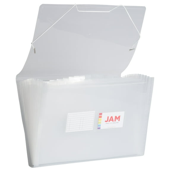 JAM Paper 13 Pocket Expanding File, Clear, 2/Pack, Legal Size, 10 x 15