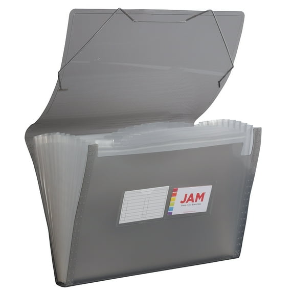 JAM Paper 13 Pocket Expanding File, Grey, 1/Pack, Legal Size, 10 x 15