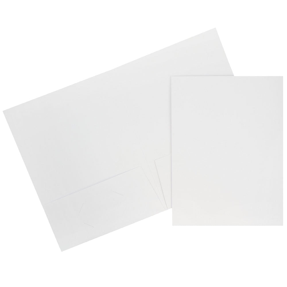 JAM Paper 2 Pocket Linen Business Folders, White, Bulk 50/Box