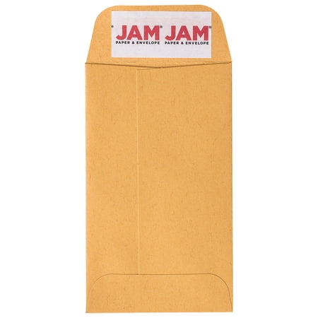 JAM Paper #3 Coin Business Commercial Envelopes, 2 1/2" x 4 1/4", Brown Kraft Manila, 500 Per Carton