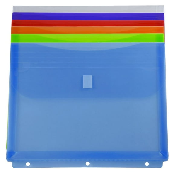 JAM Paper 3 Hole Punch Envelopes, 9 1/2 x 11 1/2, Assorted, 6 per Pack