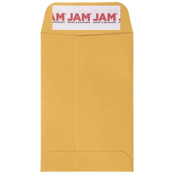 JAM Paper #4 Coin Business Commercial Envelopes, 3" x 4 1/2", Brown Kraft Manila, 500 Per Carton